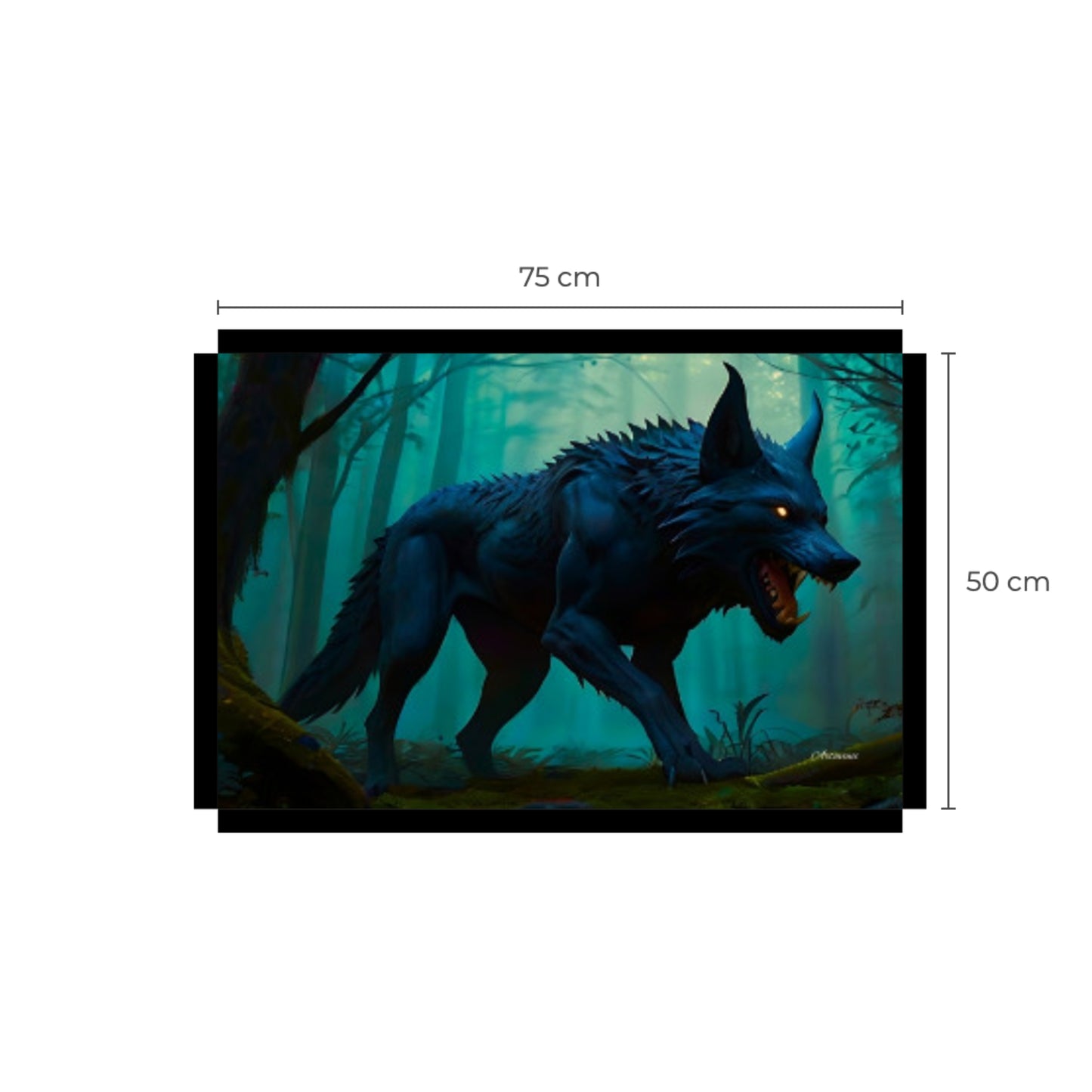 Scary Stalking Black Wolf Canvas Art