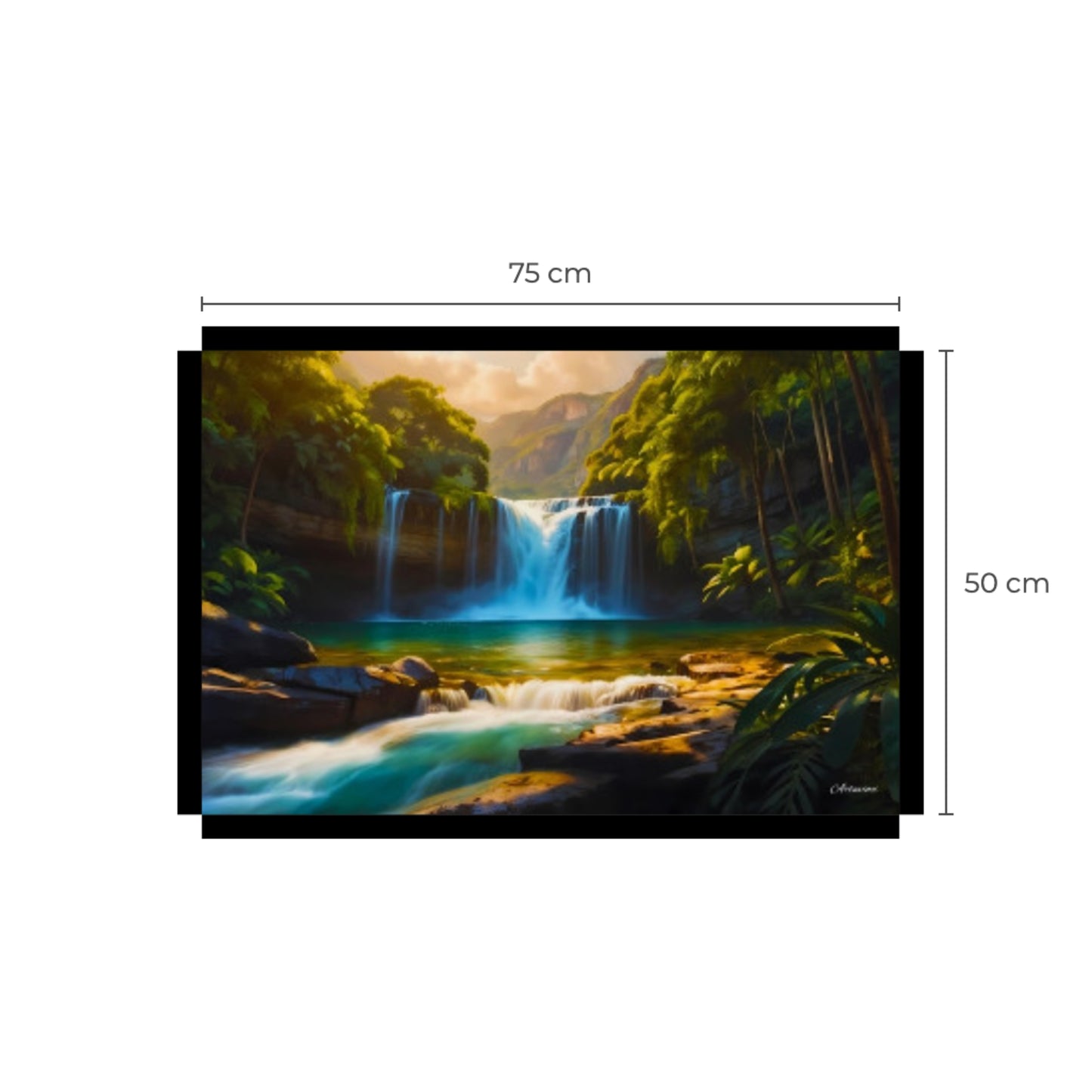 Nature Waterfall Forest Paradise Canvas Wall Art Picture Framed Print