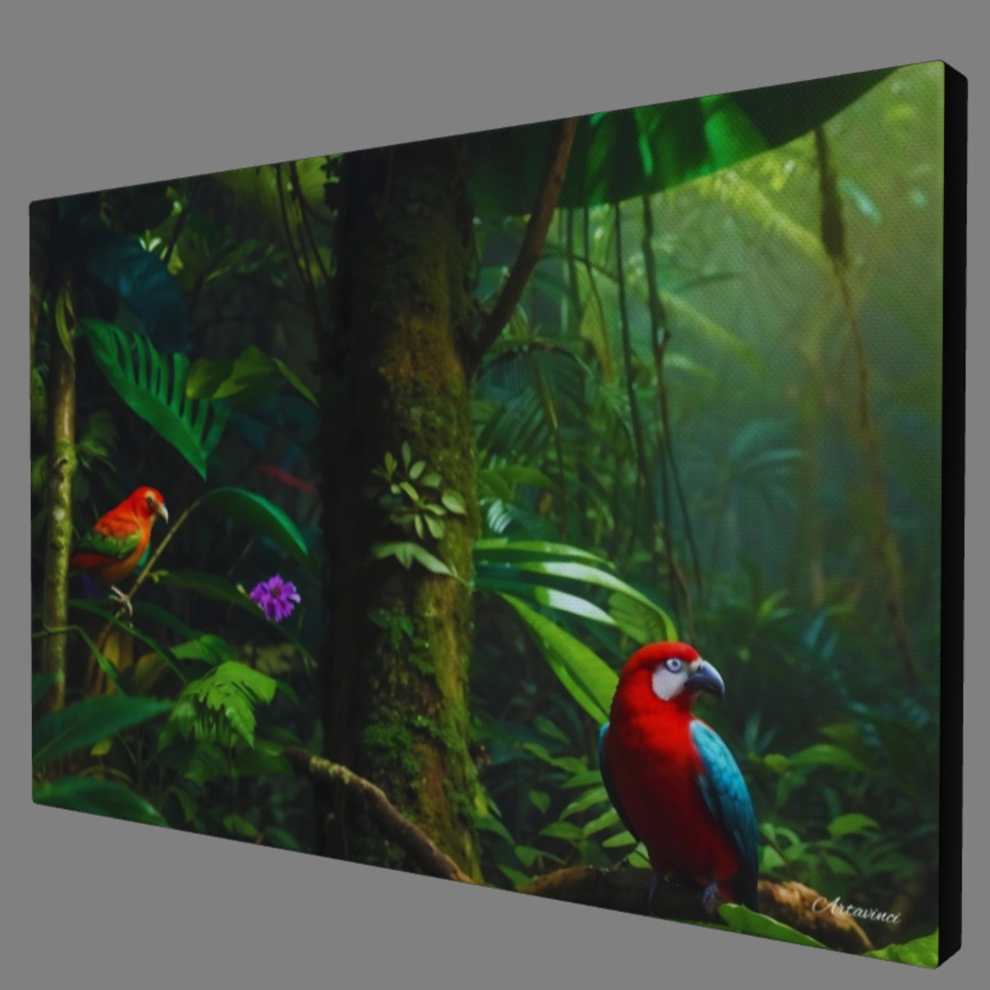 Rainforest Parrots Canvas Wall Art Print