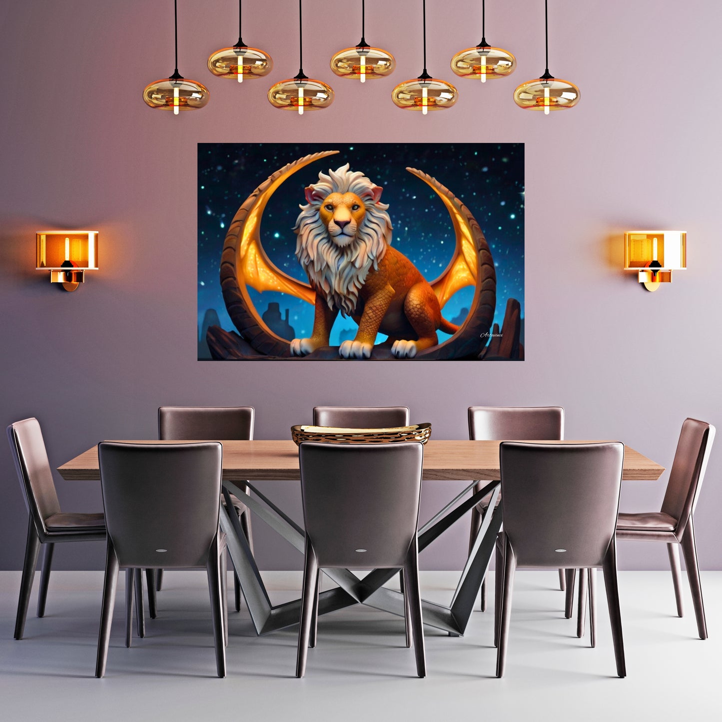 Winged Lion Mythical Creature Wall Art