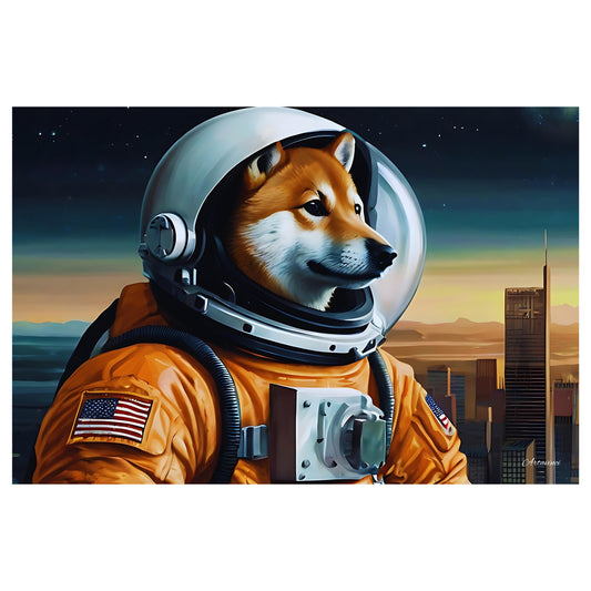 Shiba Inu Astronaut Canvas Art