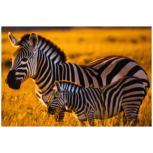 Zebra Mother and Baby Canvas Art Print