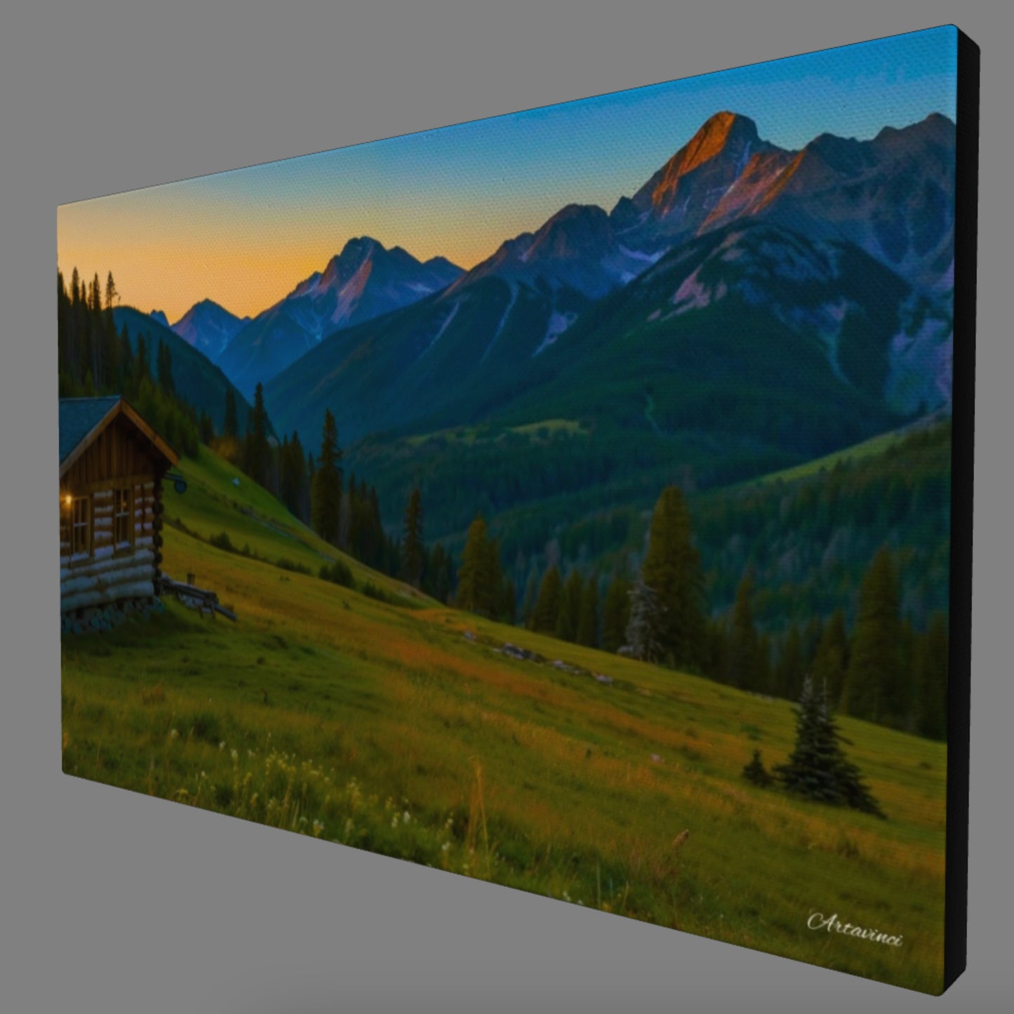 Countryside Mountain House Canvas Art Print