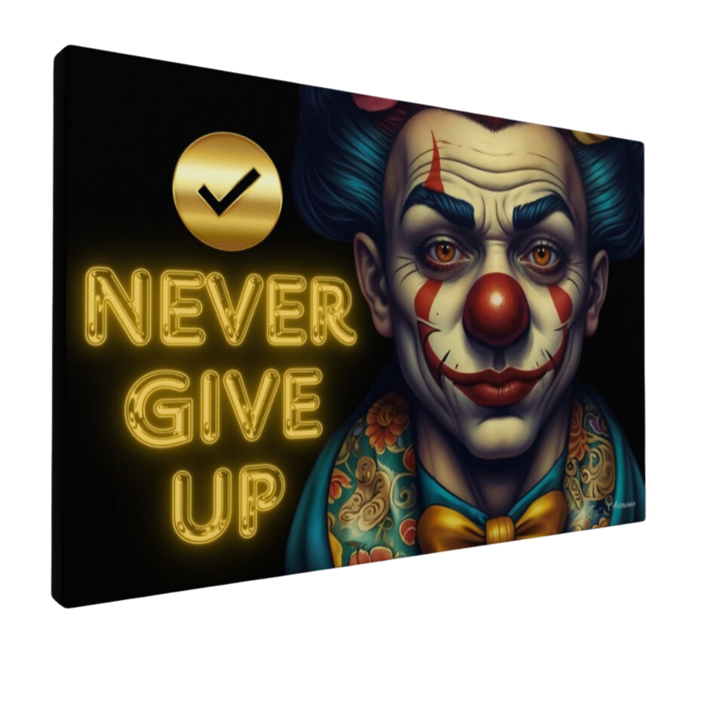 Never Give Up Clown Canvas Wall Art Print