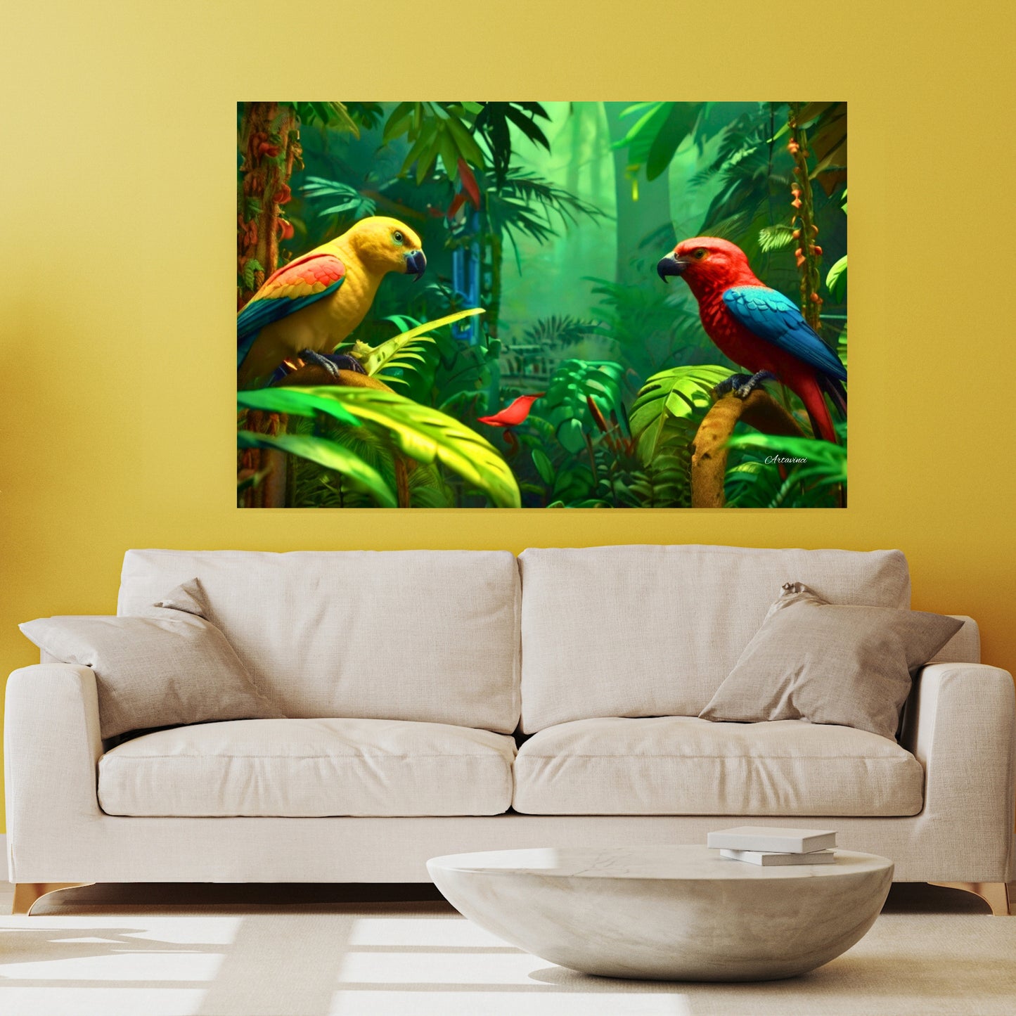 Forest Parrots Canvas Wall Art