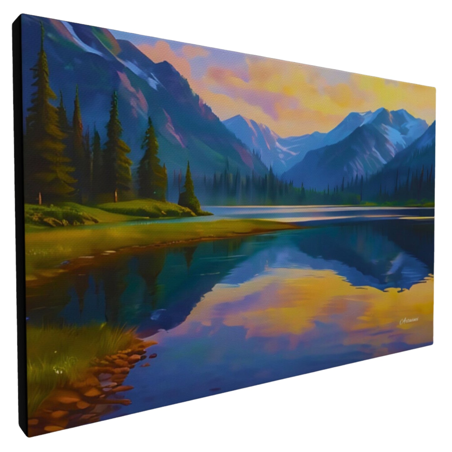 Mountain lake landscape canvas art