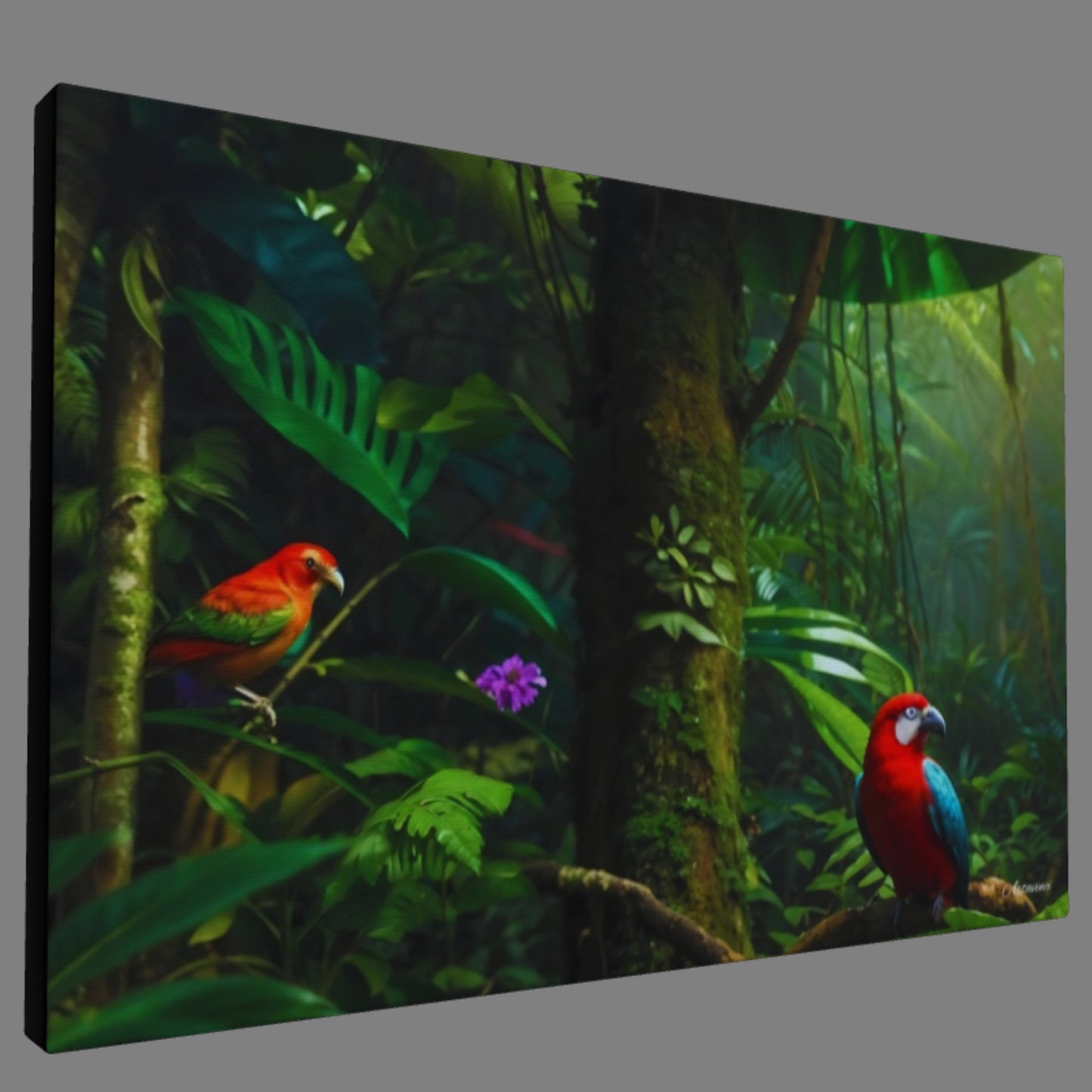 Rainforest Parrots Canvas Wall Art Print