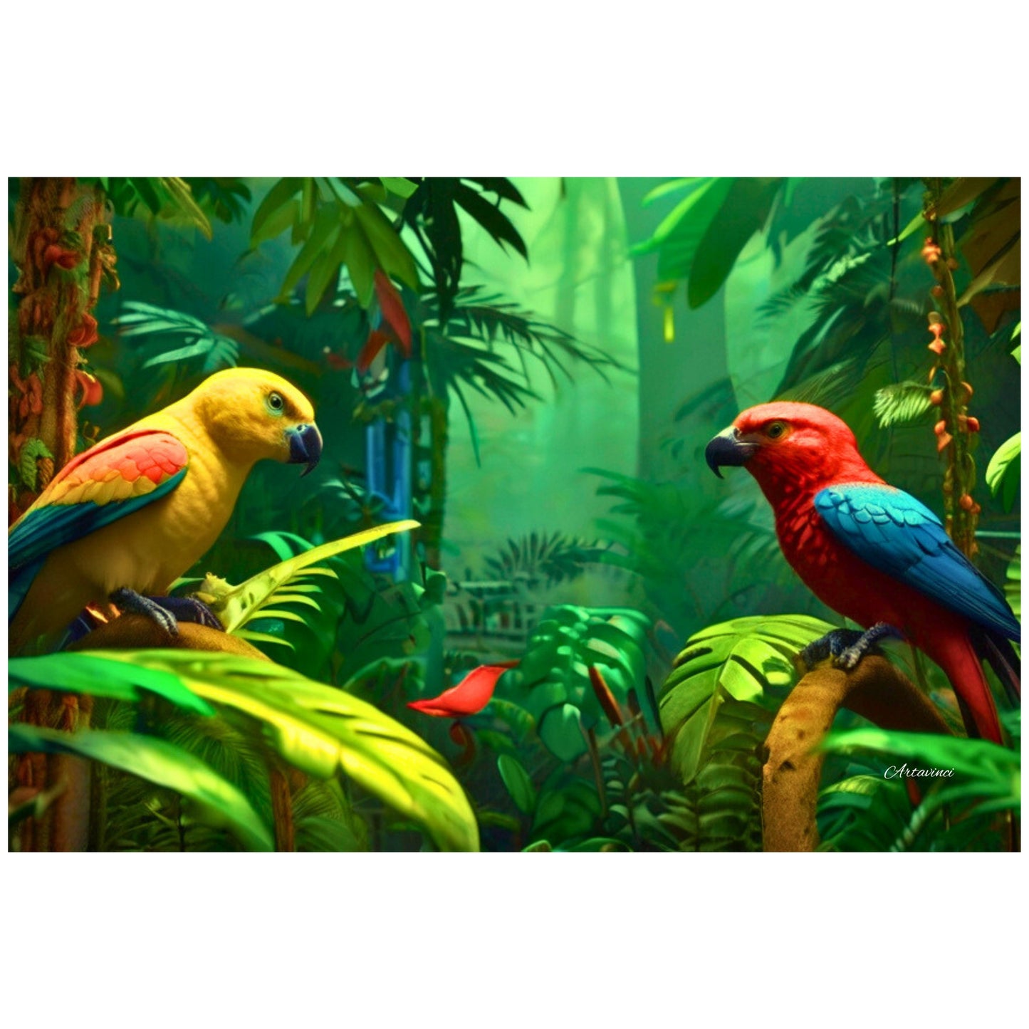 Forest Parrots Canvas Wall Art