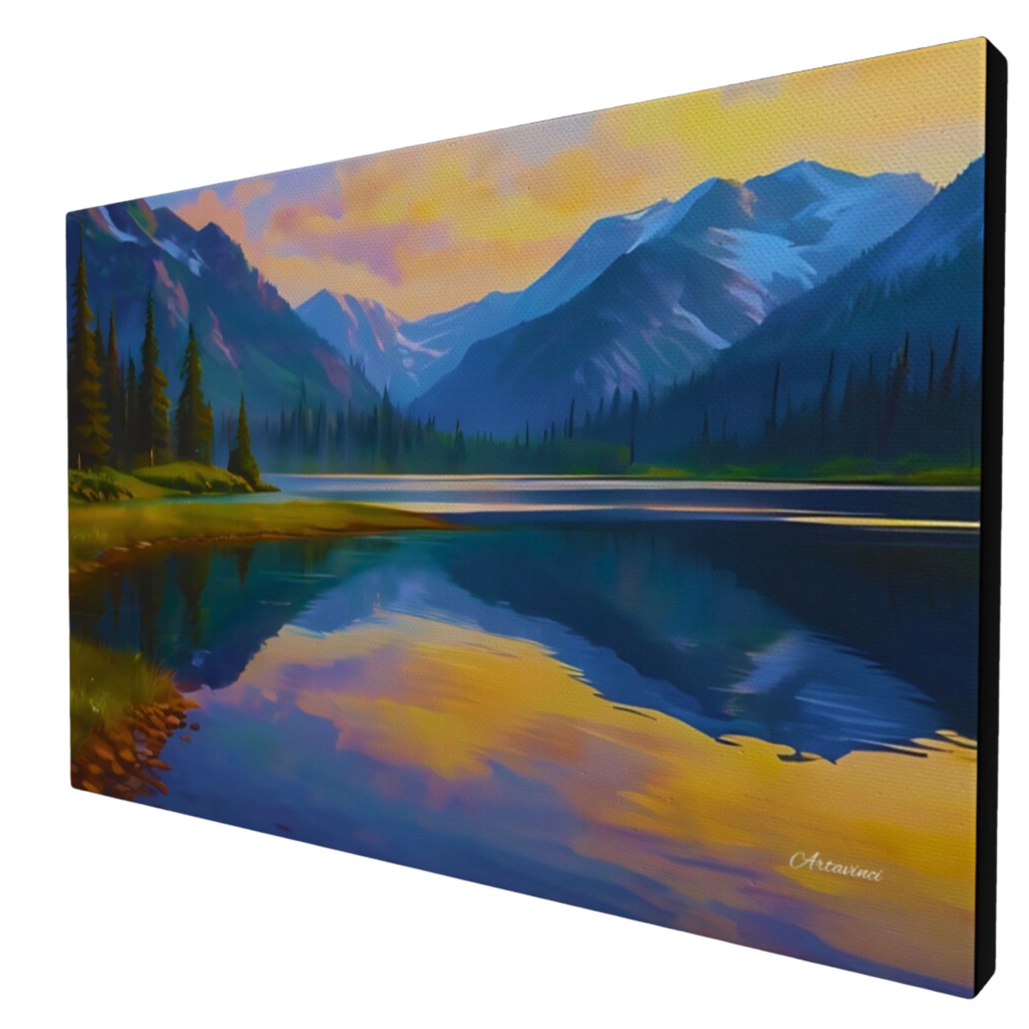 Mountain lake landscape canvas art