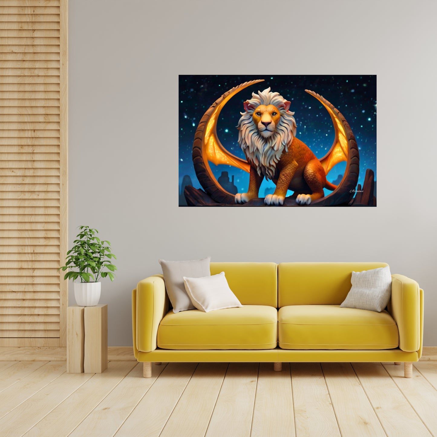 Winged Lion Mythical Creature Wall Art