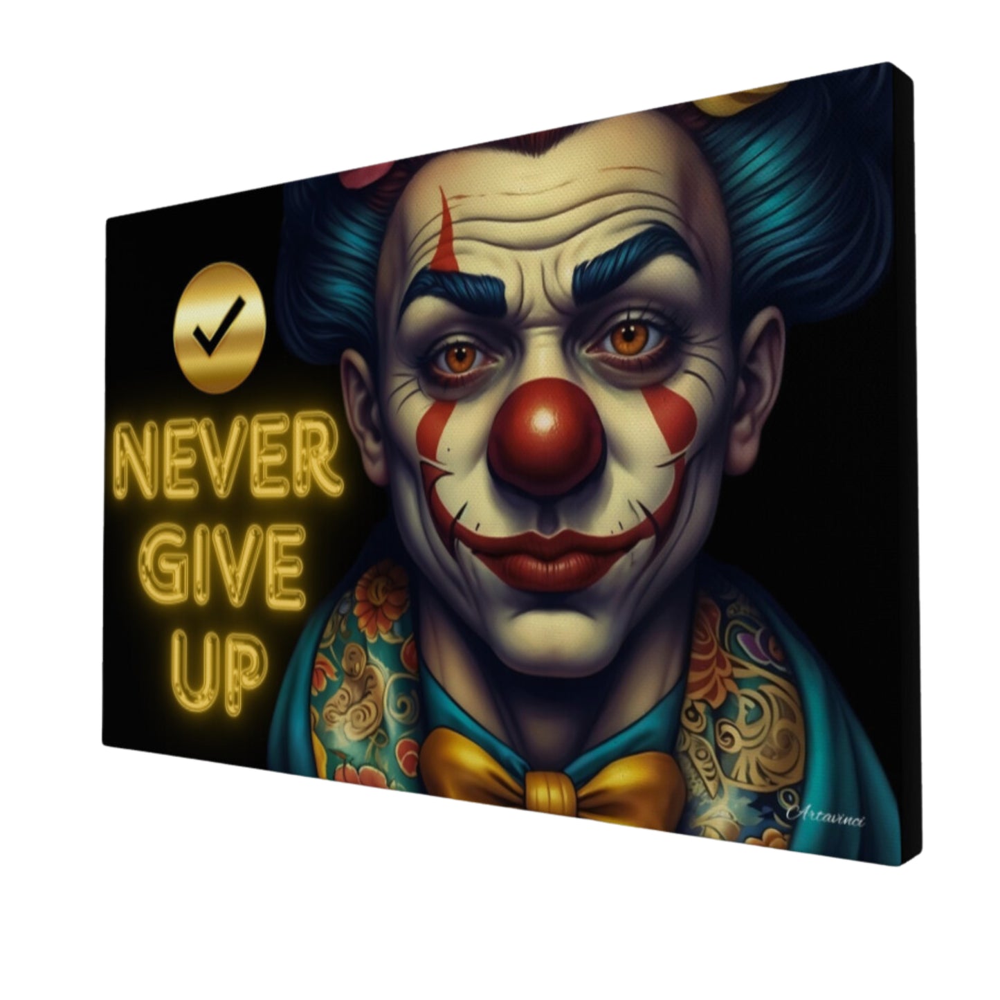 Never Give Up Clown Canvas Wall Art Print