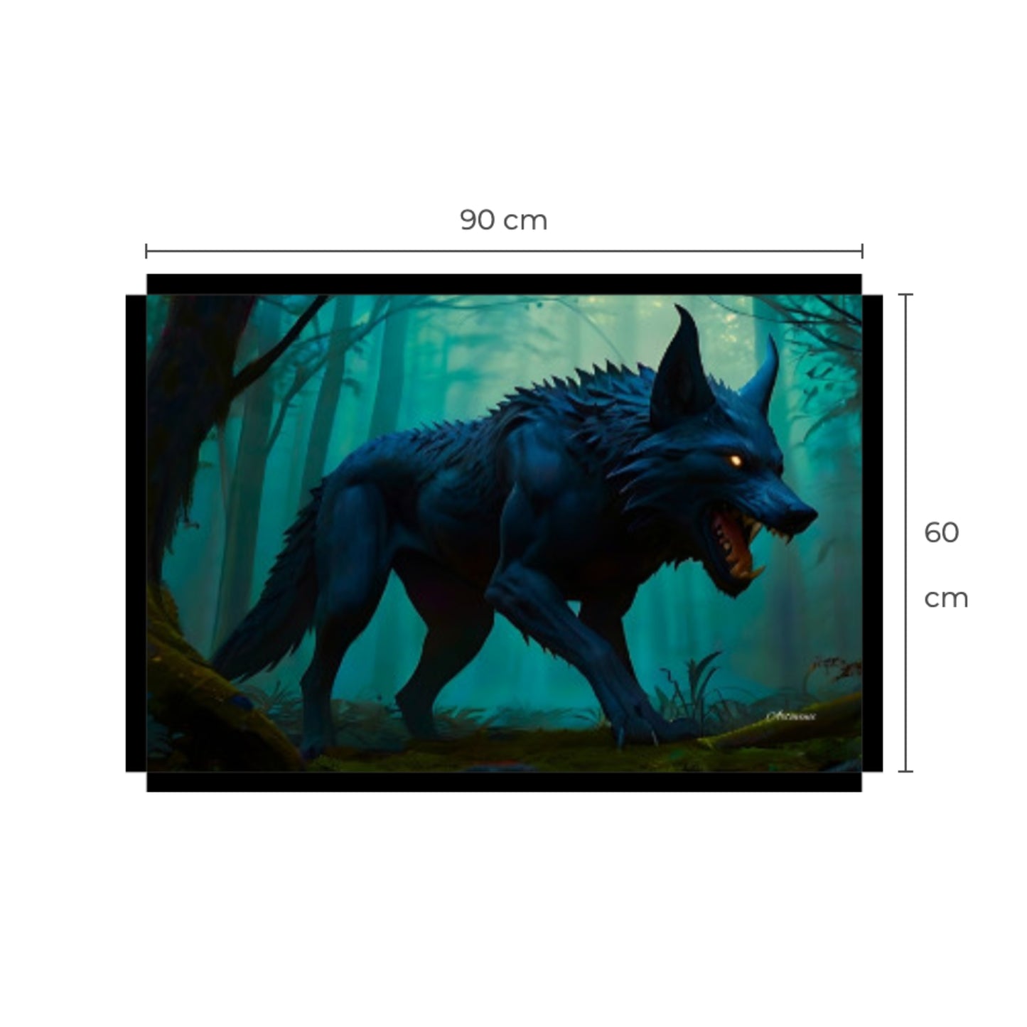 Scary Stalking Black Wolf Canvas Art