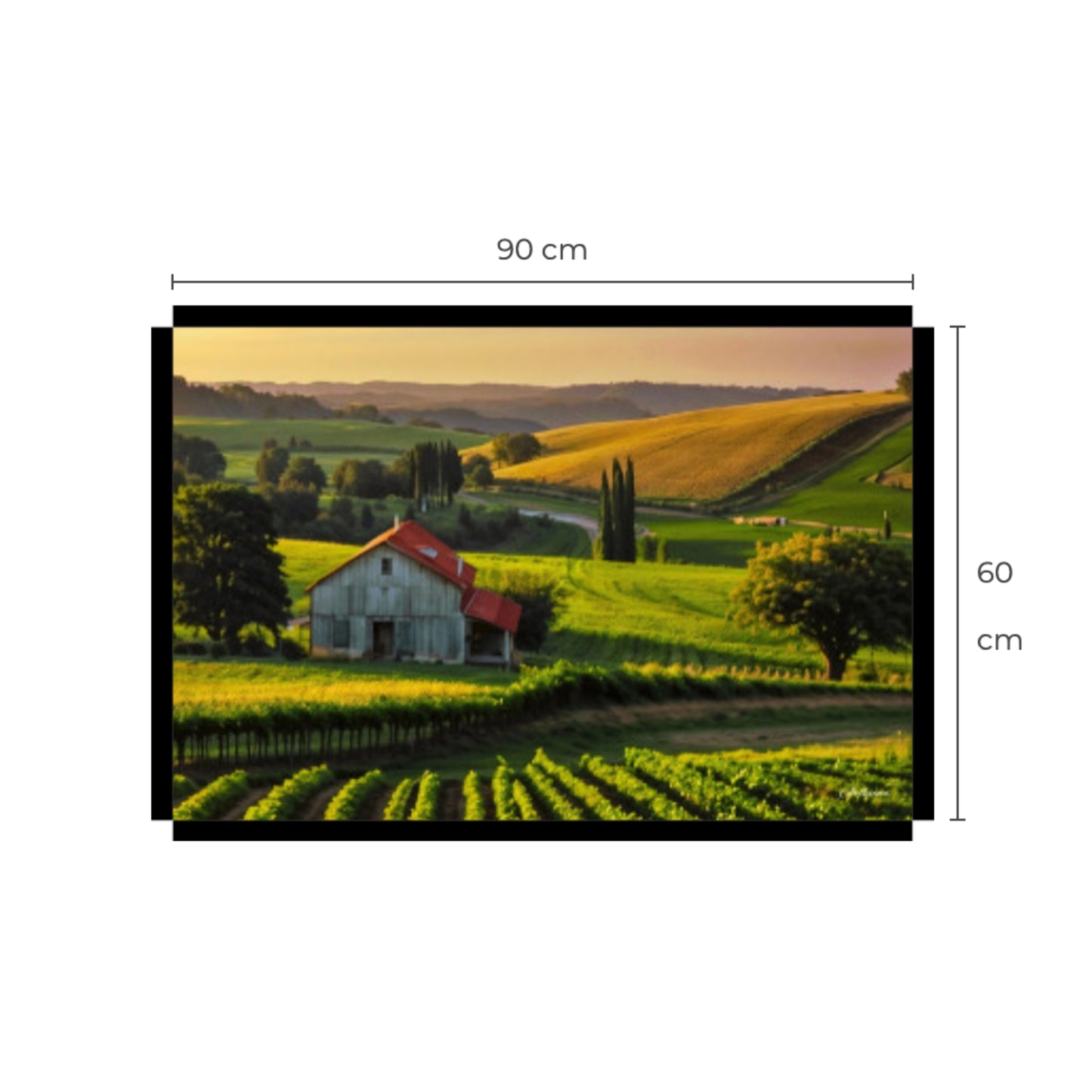 House in Countryside Vineyard Landscape Canvas Wall Art