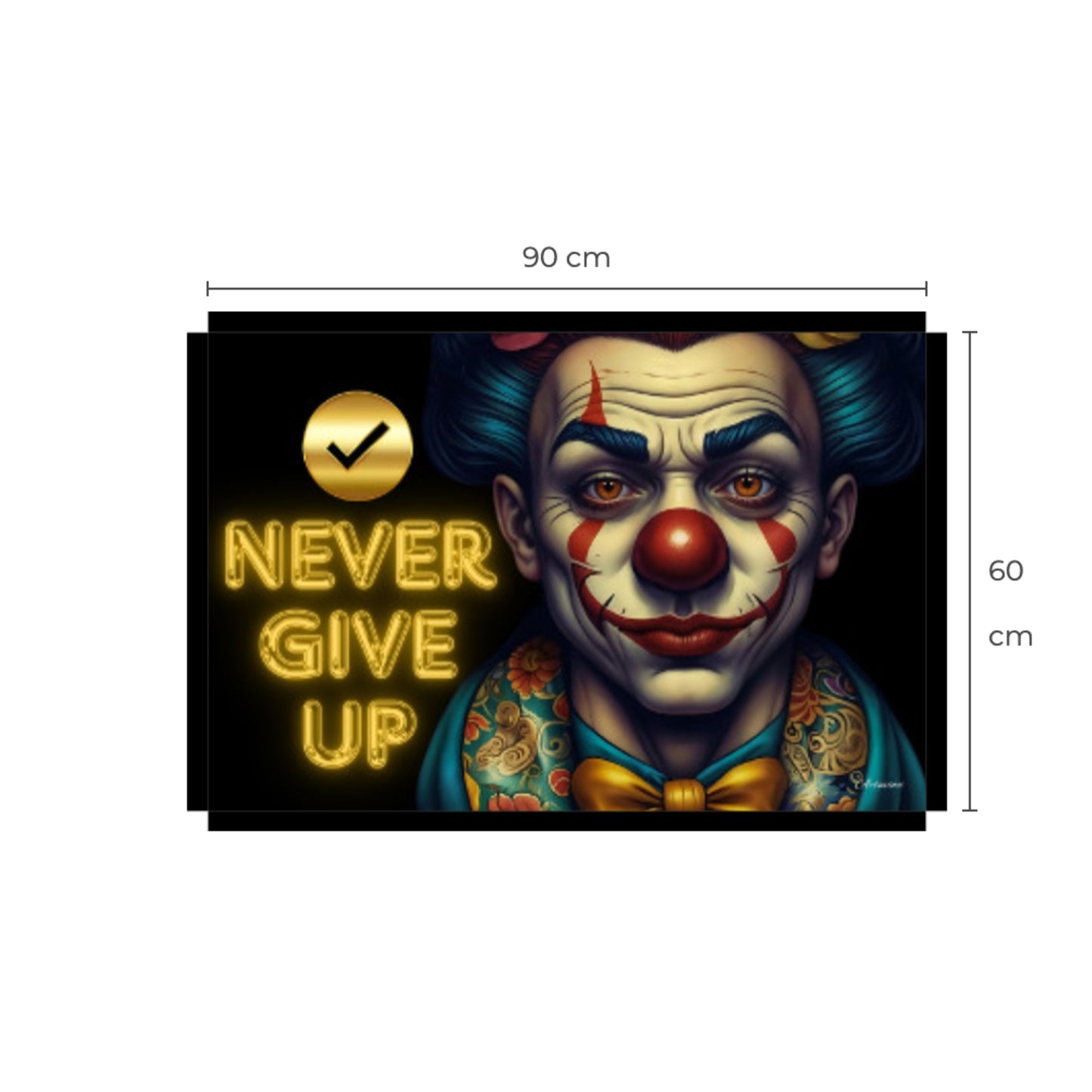 Never Give Up Clown Canvas Wall Art Print