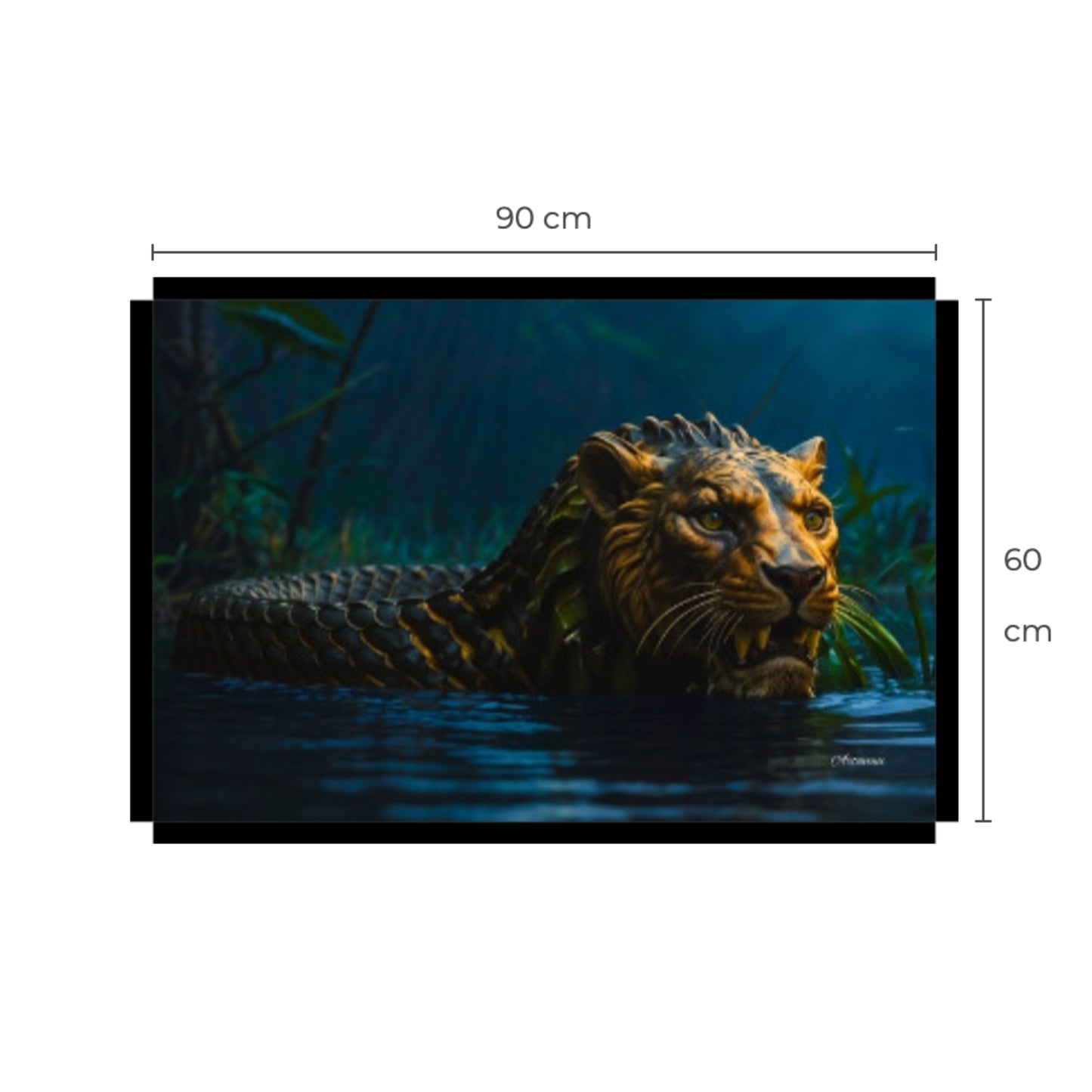 Lion Head Anaconda Body Canvas Art Print