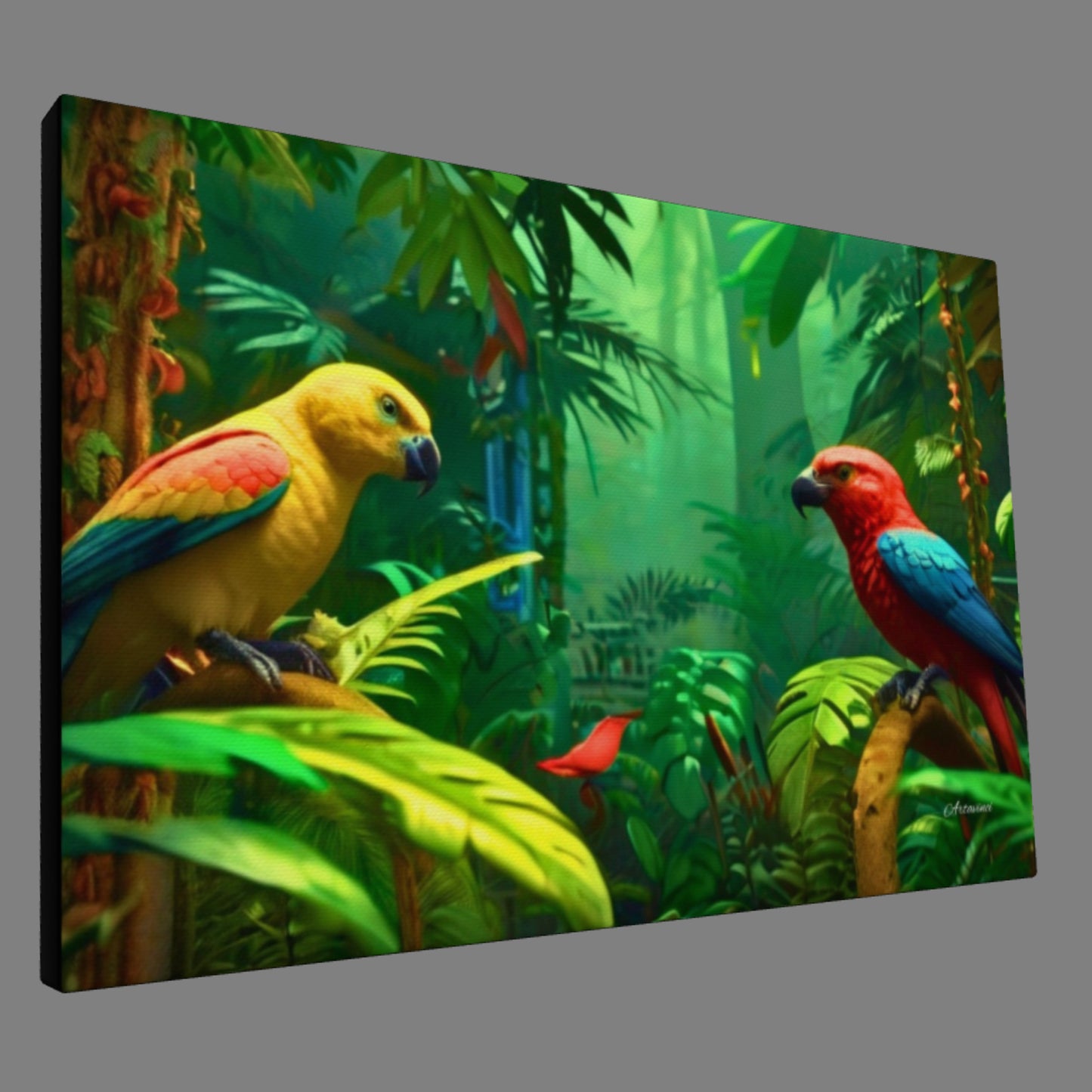 Forest Parrots Canvas Wall Art