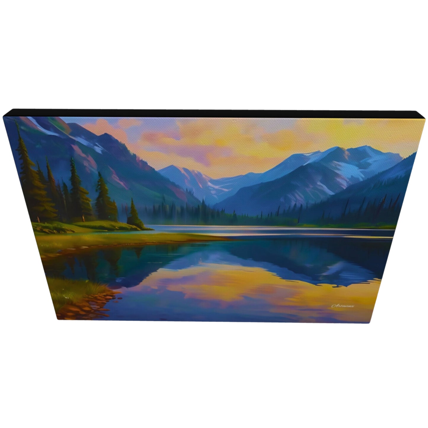 Mountain lake landscape canvas art