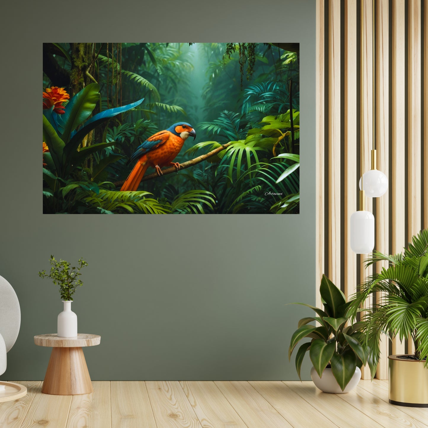 Parrot In Jungle Canvas Print