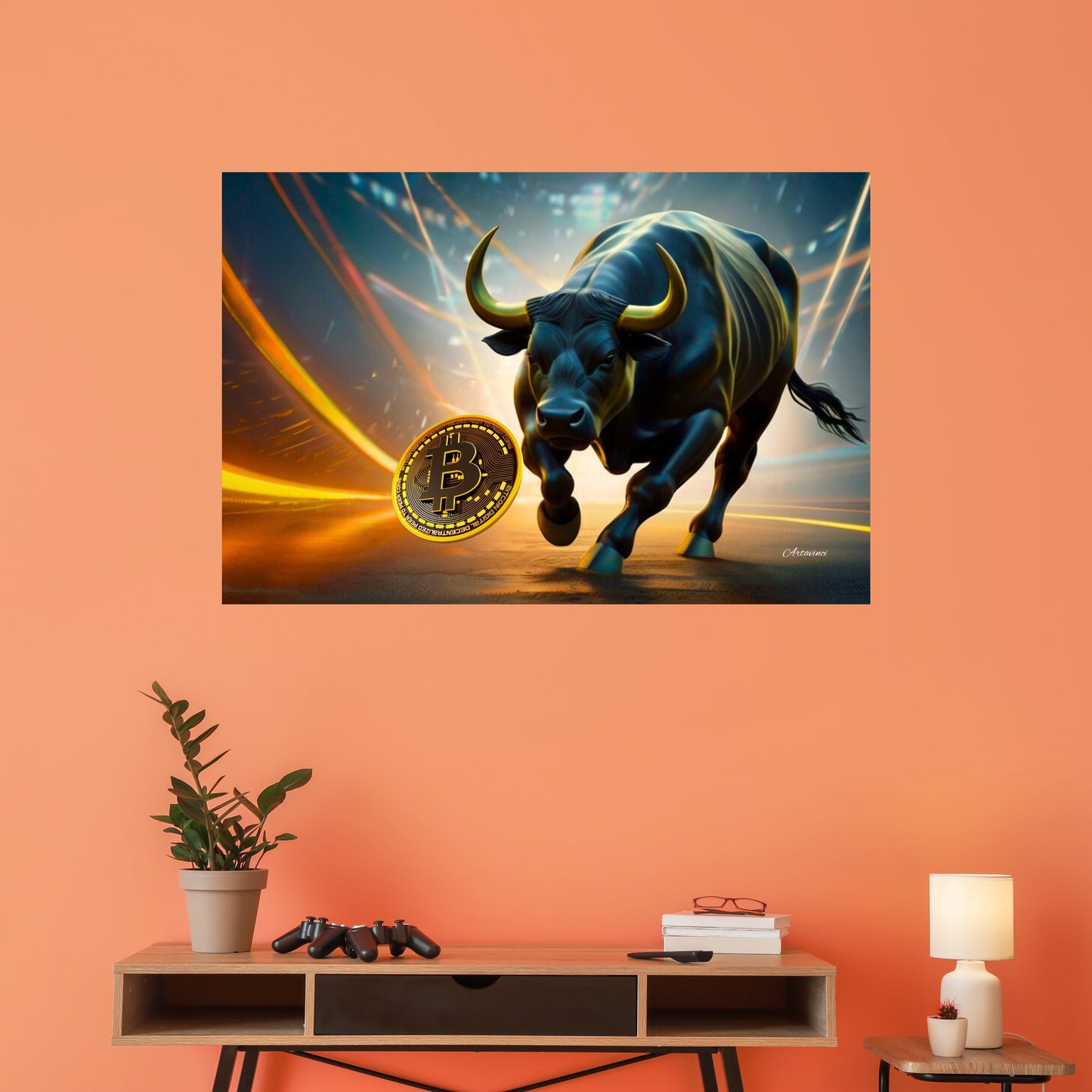 Bullrun Crypto Bull Bitcoin Canvas Art