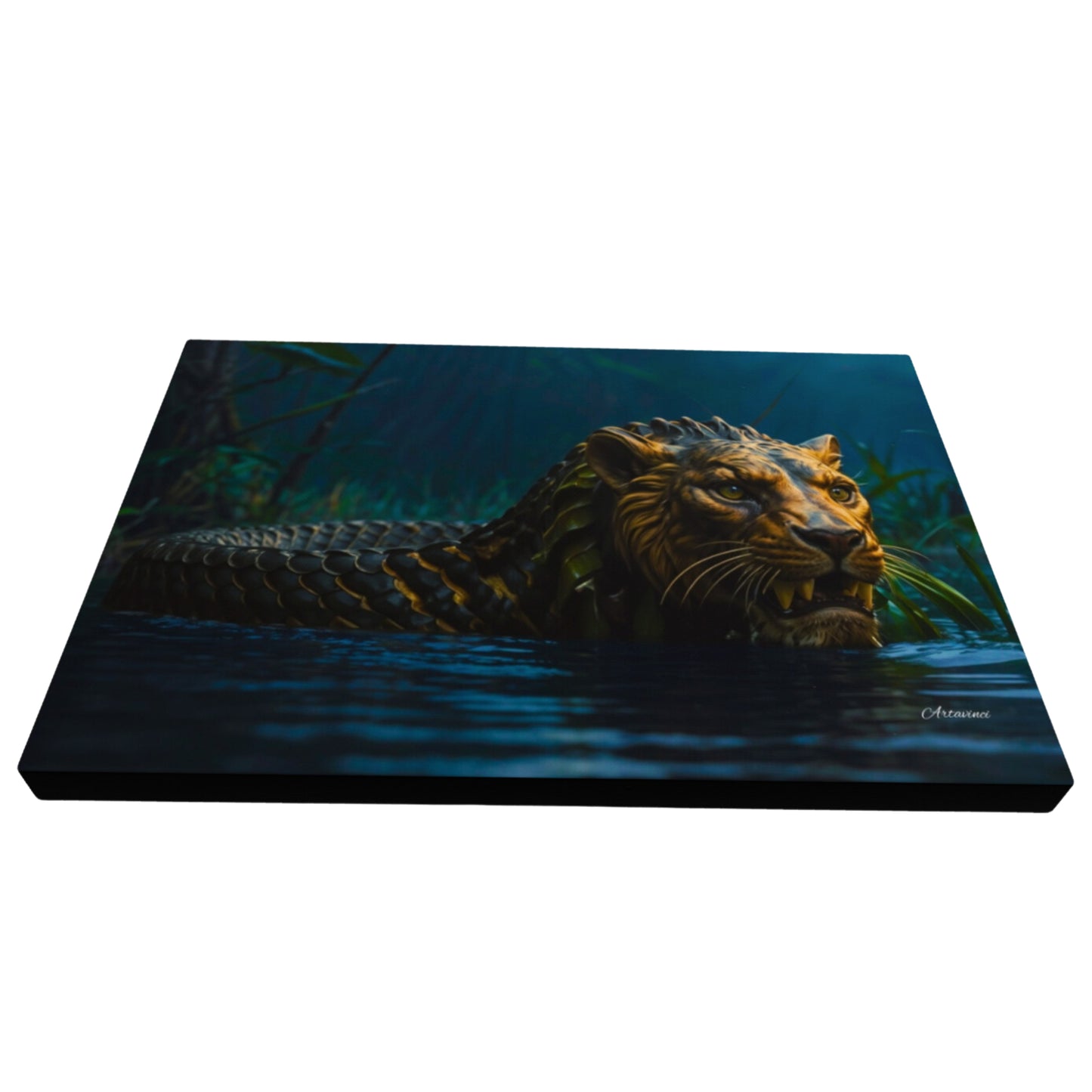 Lion Head Anaconda Body Canvas Art Print