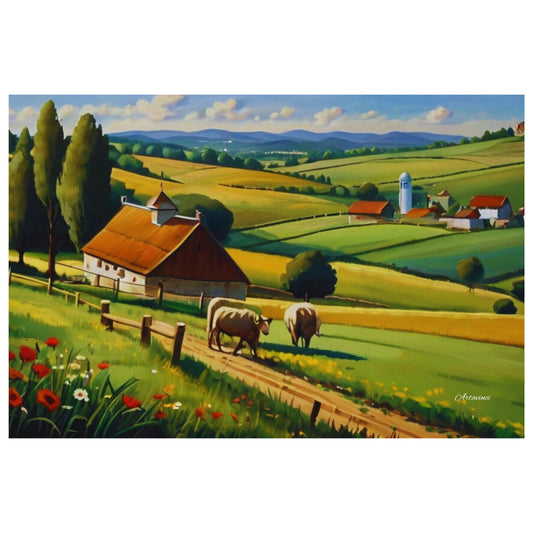 Green Countryside Canvas Wall Art