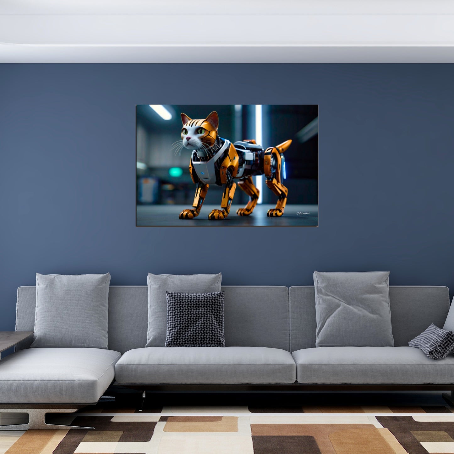 Golden Robo-Cat Canvas Art