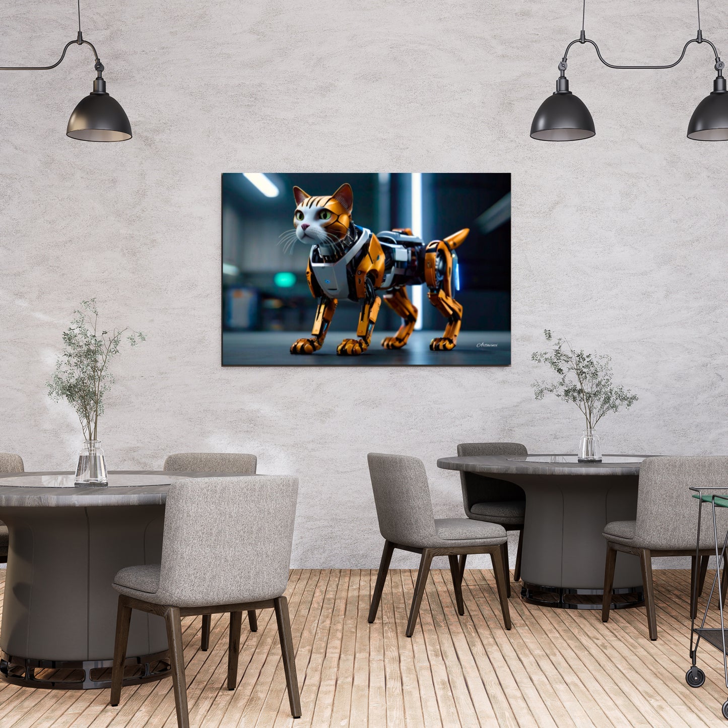 Golden Robo-Cat Canvas Art