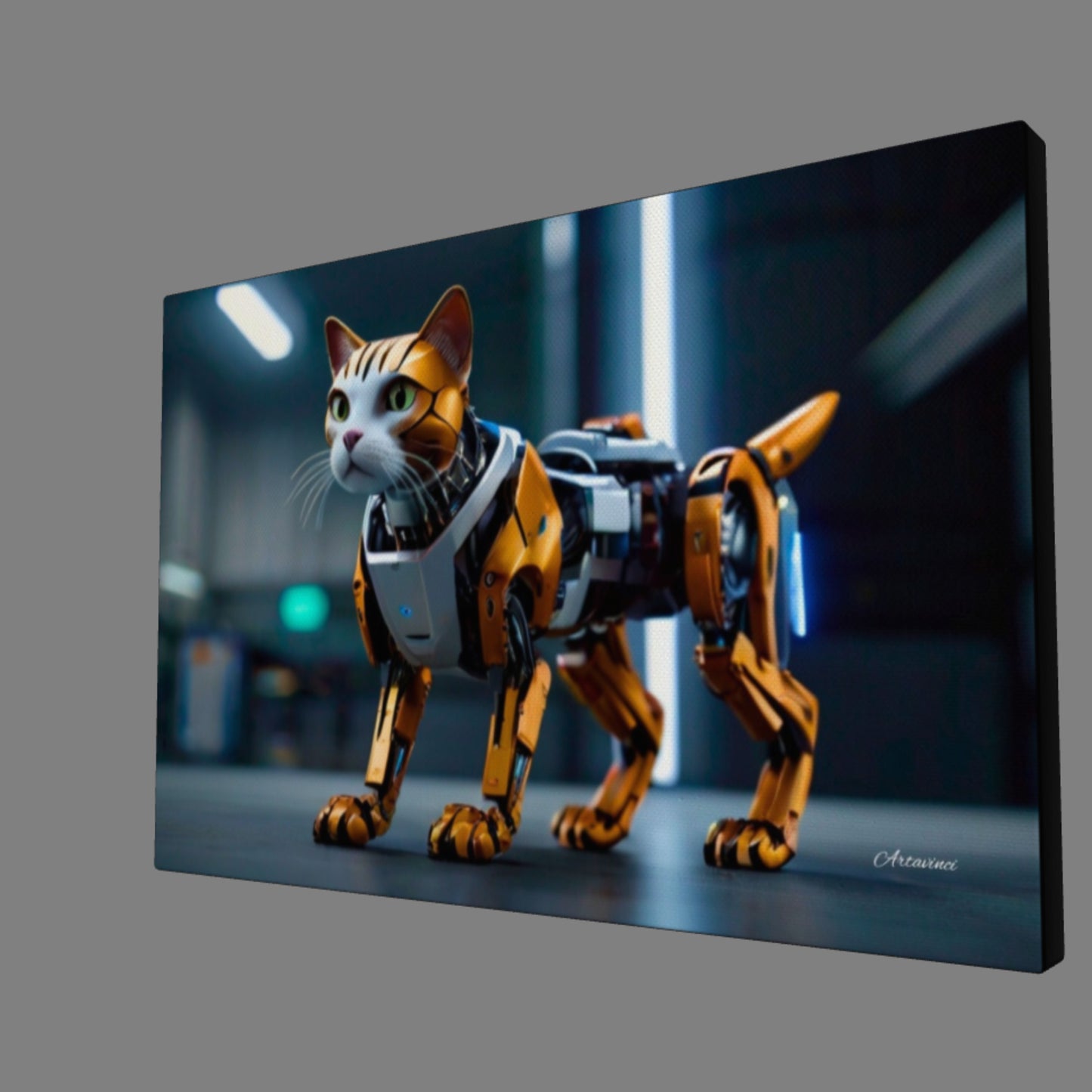 Golden Robo-Cat Canvas Art