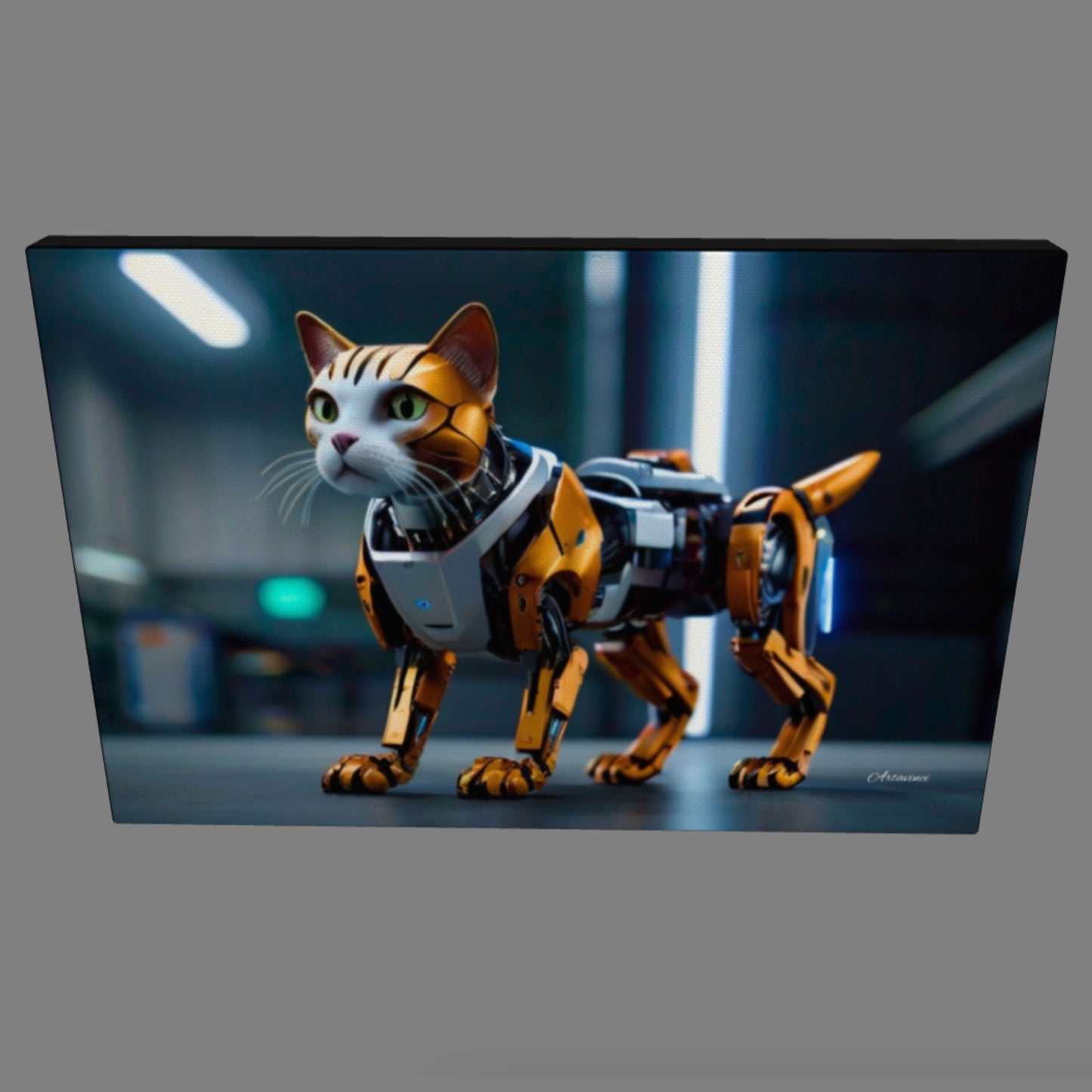 Golden Robo-Cat Canvas Art