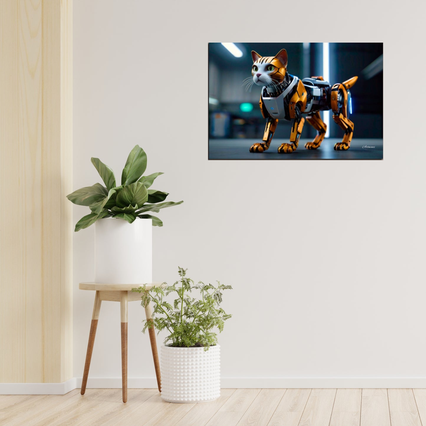 Golden Robo-Cat Canvas Art