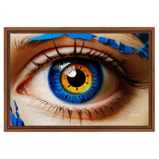 Realistic Blue Eye with Yellow Lens Canvas Art Print