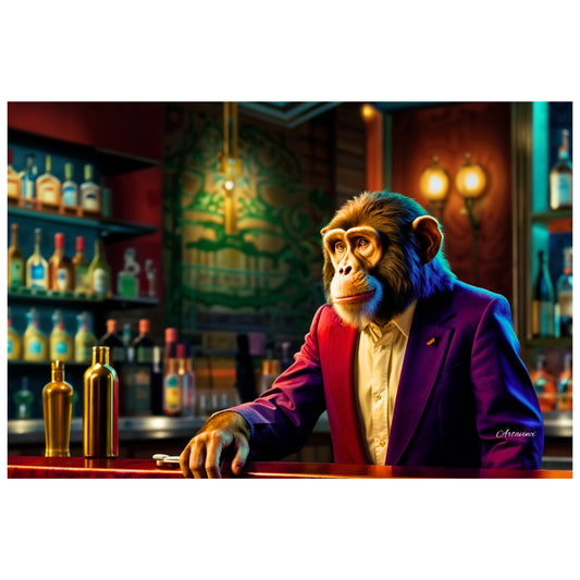 Monkey Bartender Canvas Wall Art