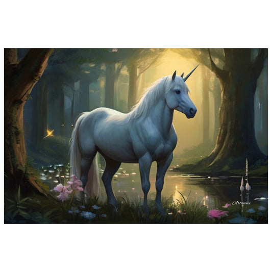 White Unicorn Canvas Art