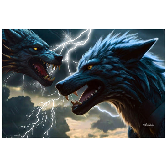 Two Wolves Canvas Wall Art